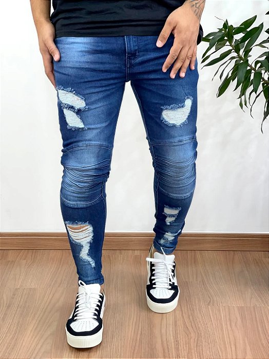 Calça Super Skinny Escura Costura No Joelho - Jay Jones