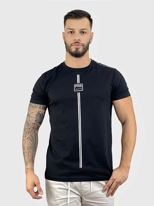 Camiseta Básica Preta Faixa Central #