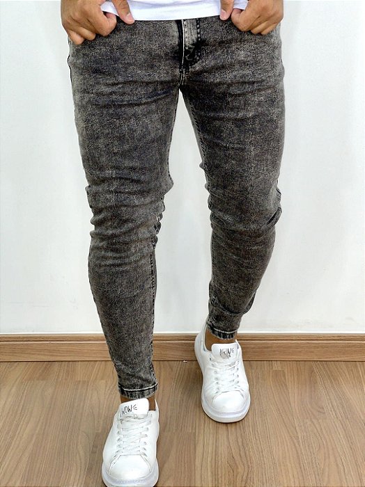 Calça Jeans Masculina Super Skinny Preta Lavada Sem Rasgo*