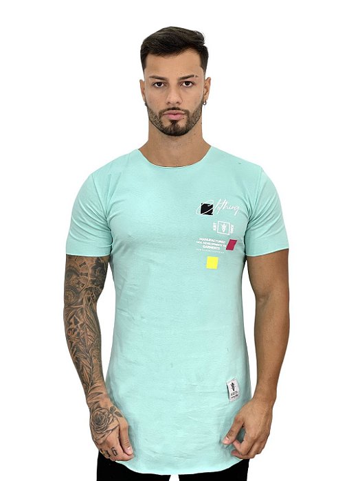 Camiseta Longline Masculina Verde Claro Logo Manufacture* #