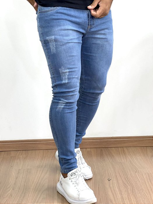 Calça Jeans Masculina Super Skinny Clara Puídos New