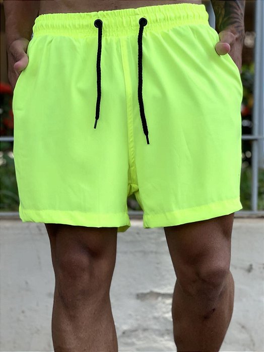 Shorts Água Masculino Amarelo Fluor Básico #