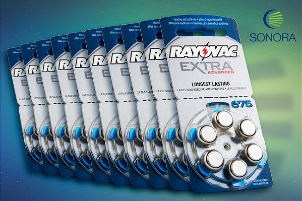 Rayovac 675 / PR44 - 10 Cartelas - 60 Baterias para Aparelho Auditivo