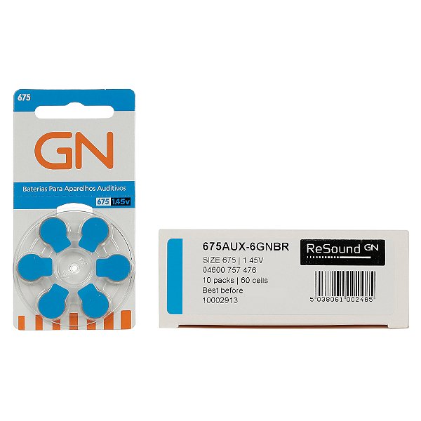 GN RESOUND 675 / PR44 - 10 Cartelas - 60 Baterias para Aparelho Auditivo