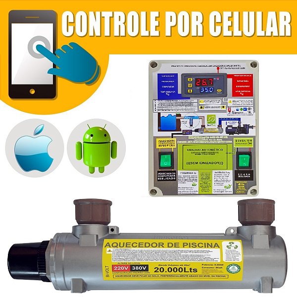 Aquecedor Automático de Piscina HIDROHOT (capacidade de até 20.000 litros) - LIGA/DESLIGA Via APP