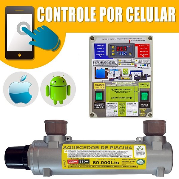 Aquecedor Automático de Piscina HIDROHOT (capacidade de até 60.000 litros) - LIGA/DESLIGA Via APP