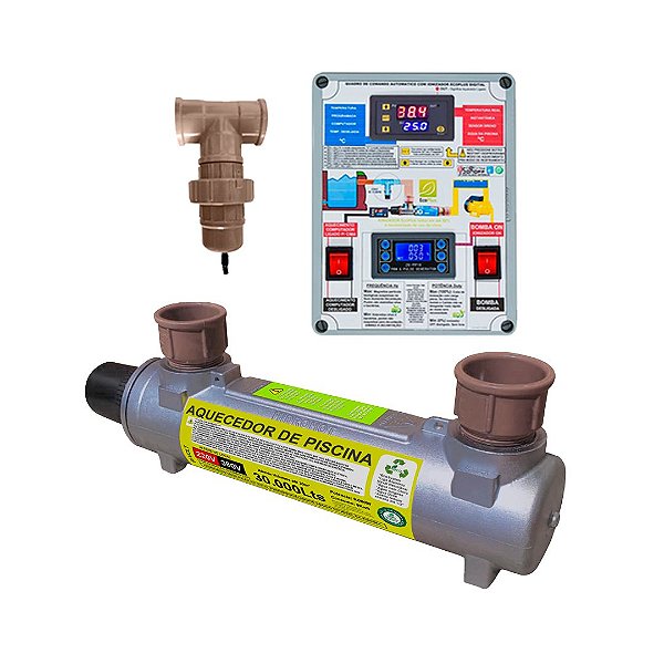 Aquecedor Automático de Piscina com Ionizador (capacidade de até 30.000 litros)
