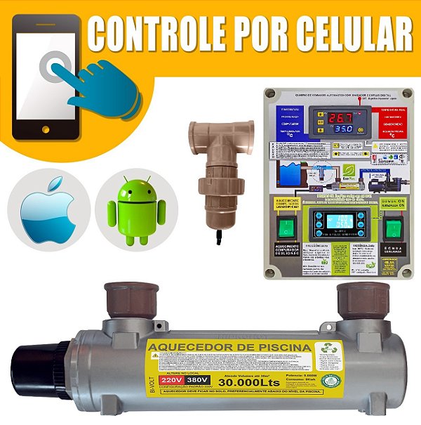 Aquecedor e Ionizador Automático de Piscina (capacidade de até 30.000 litros) HIDROHOT - LIGA/DESLIGA Via APP