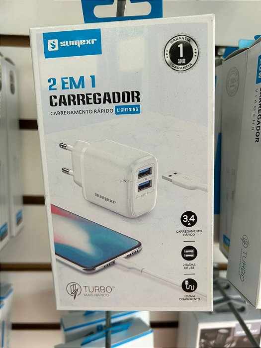 CARREGADOR USB 3.4A TURBO - LIGHTNING