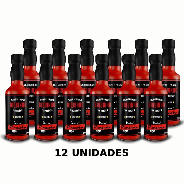 12 Molhos de Pimenta Biquinho sem Ardência 60ml
