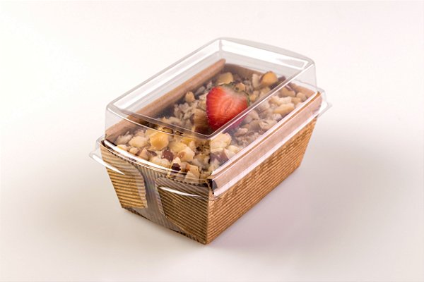 Forma de Bolo Inglês com Abas Forneável 100g | Kraft Com Tampa 10x6x5cm - (10 unidades)