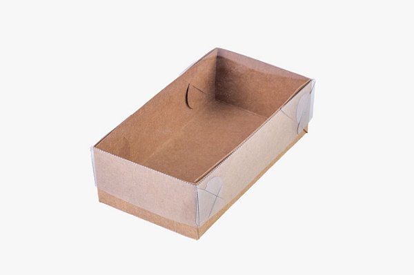 Caixa p/ 8 Doces - c/ Tampa de Acetato - Tam. 16x8x4 cm. - Pacote c/ 5 unid.