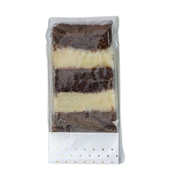 Embalagem Meia Slice Cake com Celofane | Branca Poá - (05 unidades)