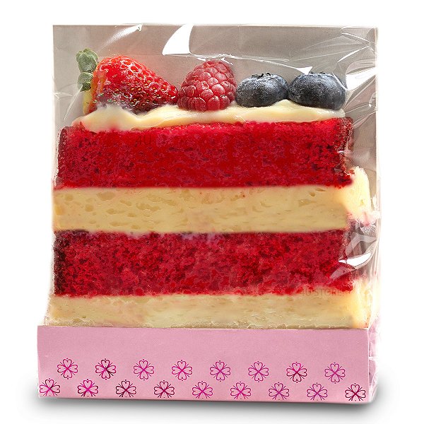 Embalagem Rosa Fiori Slice Cake P/fatia De Bolo Festa 05 Und.