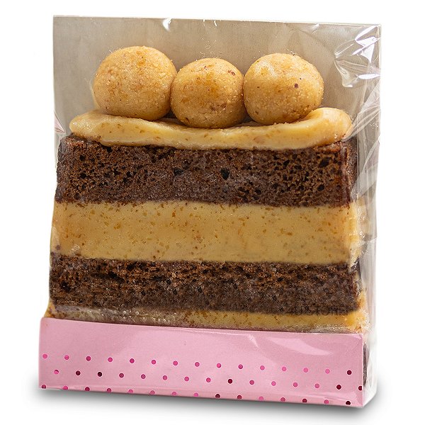 Embalagem Rosa Poá Slice Cake P/fatia De Bolo Festa 05 Und.