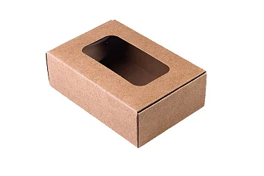 Caixa p/ 6 Doces - Kraft - c/ Visor - Pacote c/ 10 unid.