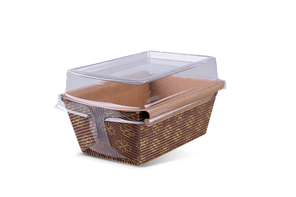 Forma de Bolo Inglês com Abas Forneável 100g | Decorado Com Tampa 10x6x5cm - (05 unidades)