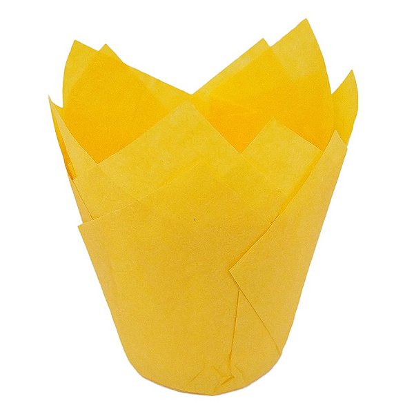Forma Tulipa para Cupcake | Amarela - (10 unidades)