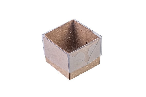 Caixas 1 Doce com Tampa de Acetato | Kraft 4x4x3,5 cm. - (05 unidades)