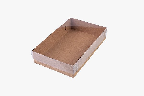 Caixas 15 Doces com Tampa de Acetato | Kraft 193x120x40mm - (05 unidades)
