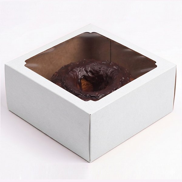 Caixa para Bolo com Visor 28x28cm Branca - Exposição Perfeita Ana Costa | Kit 5un | Sulformas