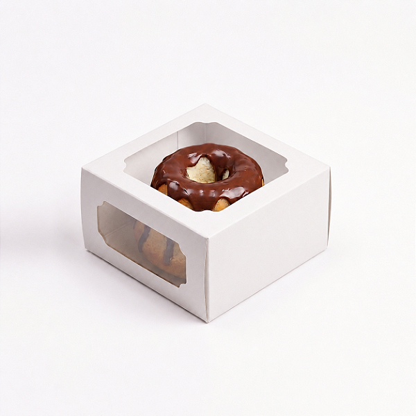 Caixa P/ Bolo Ana Costa 5Un 11X11X6Cm Com Visor Exposição Perfeita | Branco