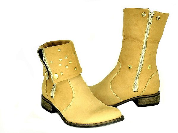 bota feminina bico redondo cano dobrável vimar west country