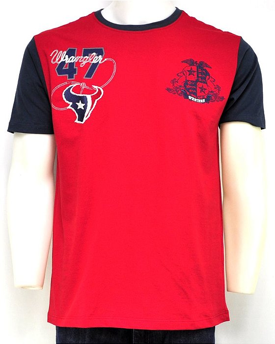 camiseta masculina patch west vermelho wrangler g25.83.r5.40