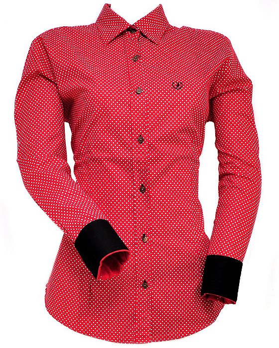 camisete austin western - vermelha com bolinha branca