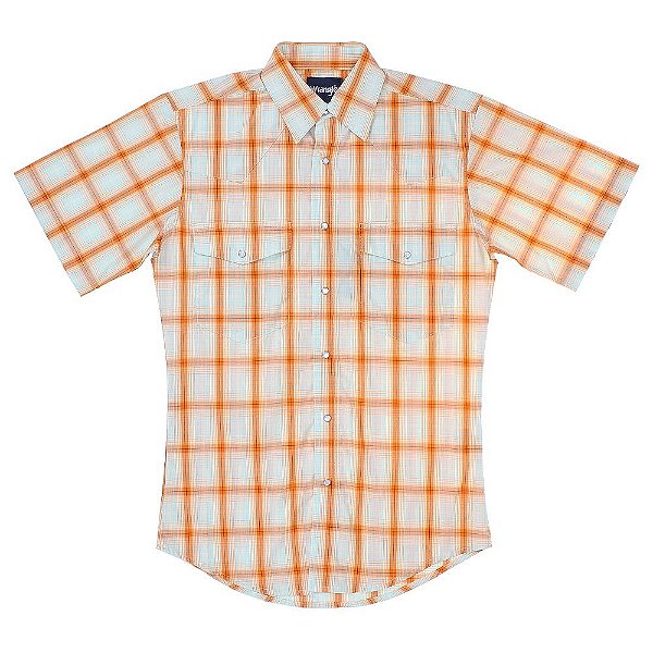camisa xadrez wrinke laranjada - wrangler 41x283p1
