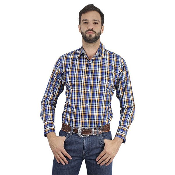 camisa xadrez wrinkle manga longa - wrangler 41x283p5