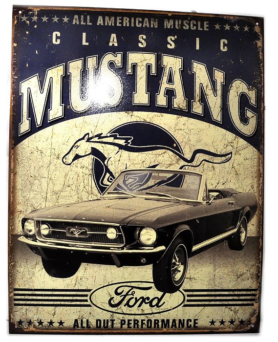 placa decoração all american muscle classic mustang