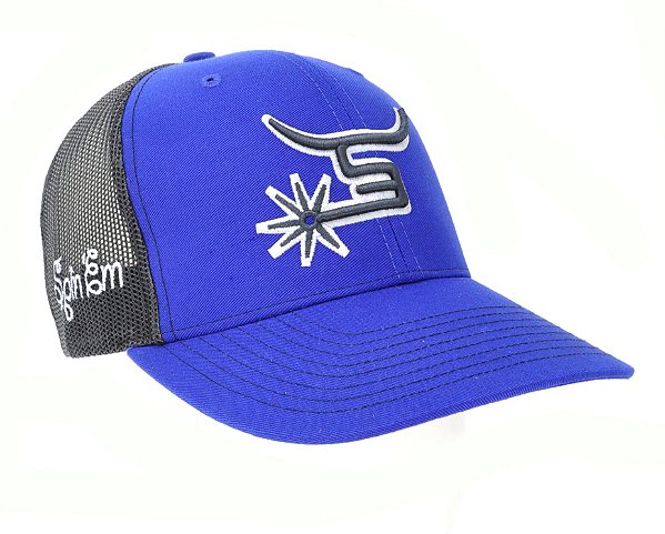 Bone Spin Em Azul Tela Preta Simbolo Preto U.S.A.