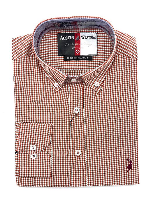 CAMISA AUSTIN M/L XADREZ VERMELHO BORDO