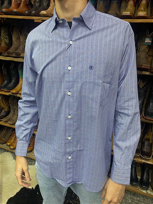 CAMISA DI HOFFMAN M/L 13219 AZUL XADREZ