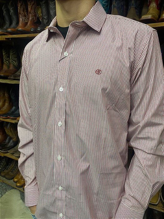 CAMISA DI HOFFMAN M/L 23331 LISTRADA VERMELHA