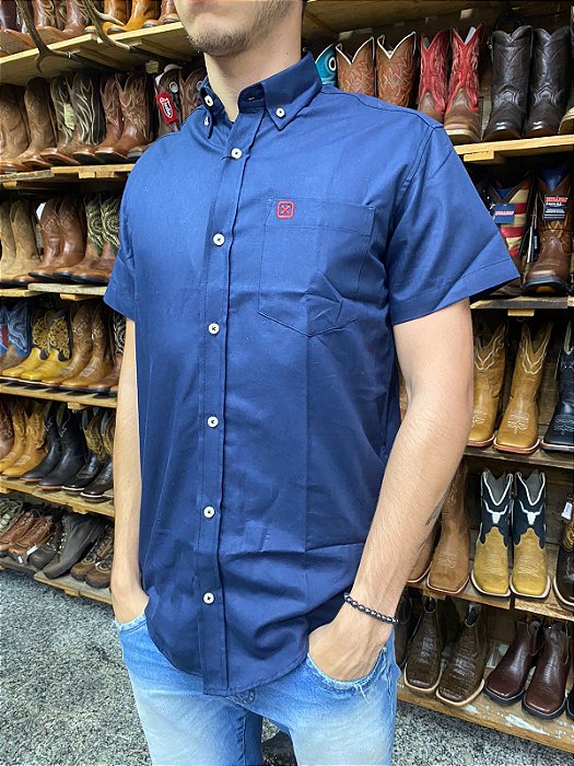 CAMISA TXC CUSTOM MC REG MARINHO BORDADA 29137C