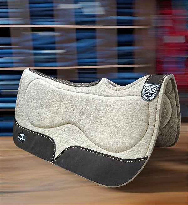 MANTA PARA SELA BOOTS HORSE TAMBOR FLEX SLIM 28' CREME COURO CAMURÇA