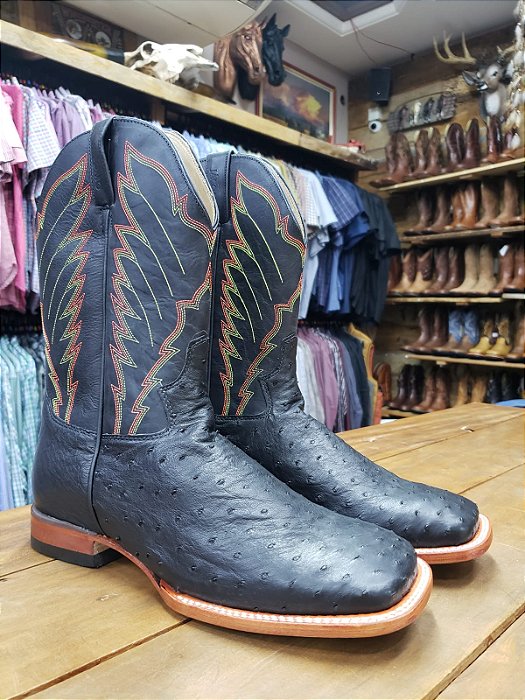 BOTA JACOMO AVESTRUZ PRETA 3182 XMDQ