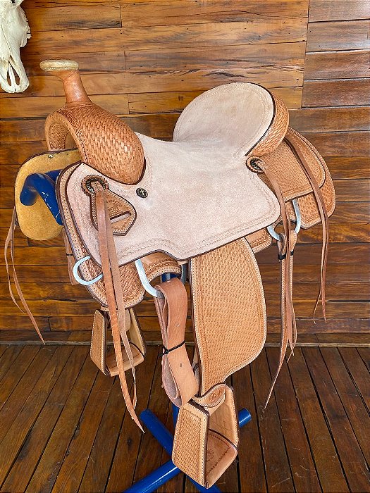 SELA TEAM ROPING COURO VIRADO ZONA COUNTRY 15,5