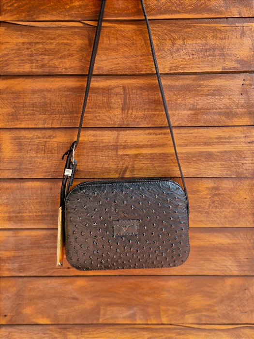 BOLSA CINCOW DIVE COURO AVESTRUZ PRETA 9352