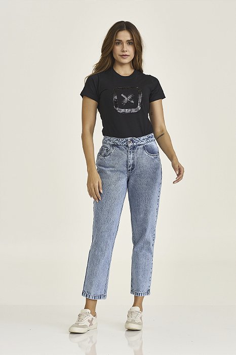 CAMISETA TXC MEIA MALHA REGULAR PRETO STRASS 51045