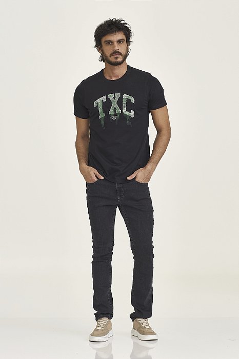 CAMISETA TXC CUSTOM MEIA MALHA PENTEADA PRETA 192295