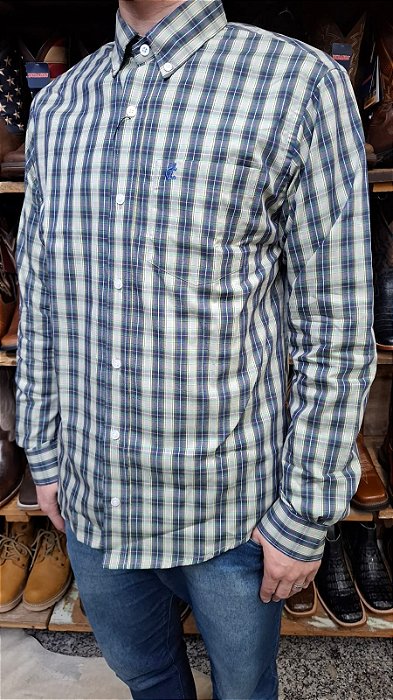 CAMISA ZONA COUNTRY XADREZ ML SLIM VERDE