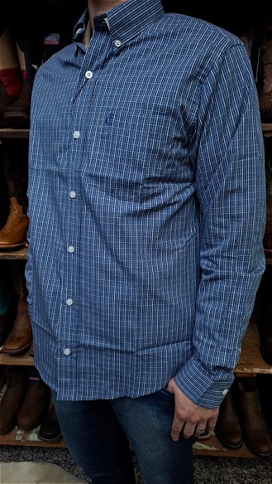 CAMISA ZONA COUNTRY XADREZ ML SLIM AZUL