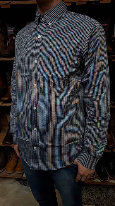 CAMISA ZONA COUNTRY XADREZ ML SLIM AZUL