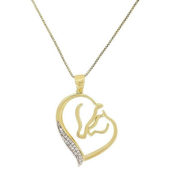 Colar Pingente Duas Cabeças de Cavalo ECC-1017 - Espora Country