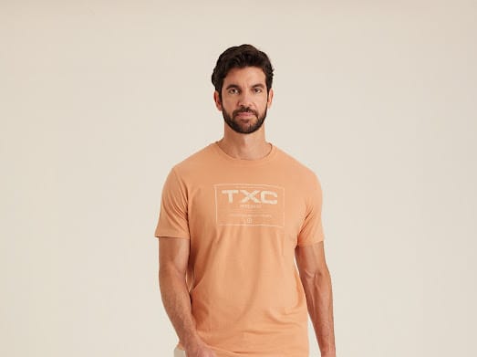 CAMISETA REGULAR MEIA MALHA PENTEADA 19615 LARANJA CLARO