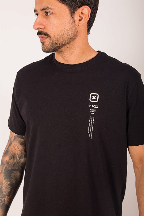 CAMISETA REGULAR MEIA MALHA PENTEADA 192608 PRETA