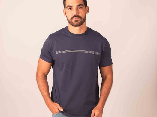 CAMISETA REGULAR MEIA MALHA PENTEADA 19275 MARINHO